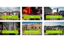 6 Bilder mit den Namen der Kontinente, wo sich Auslandsbüros der Stiftung befinden